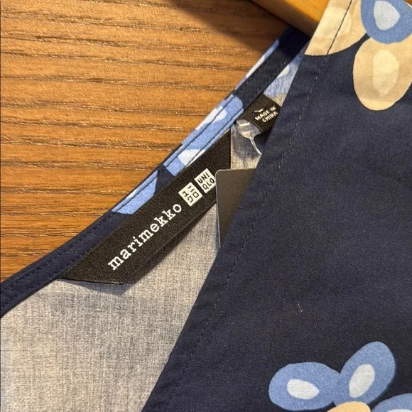 Marimekko Blue and White Sleeveless A-Line Midi Dress - Picture 3 of 5